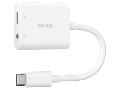 Belkin NPA004BTWH RockStar™ 3.5mm Audio + USB-C Charge Adapter - White