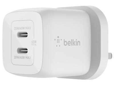 Belkin BoostCharge Pro 45W Dual USB-C PPS Wall Charger - White - WCH011MYWH