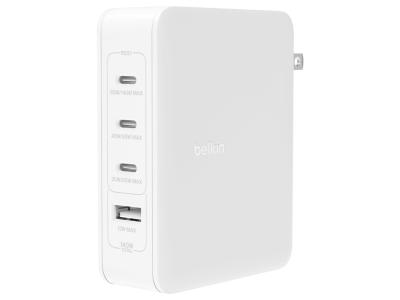 Belkin BoostCharge Pro 140W 4-Port USB GaN Wall Charger - White - WCH014BTWH