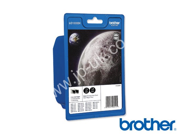Genuine Brother LC-1000BKBP2 Black Ink Twinpack to fit Fax Rolls & Cartridges Inkjet Printer  