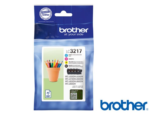 Genuine Brother LC3217VAL BK/C/M/Y Value Pack Ink to fit Ink Cartridges Inkjet Printer  