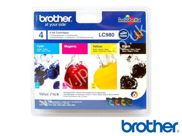 Genuine Brother LC980 CMYK Ink Bundle to fit DCP-375CW Inkjet Printer  