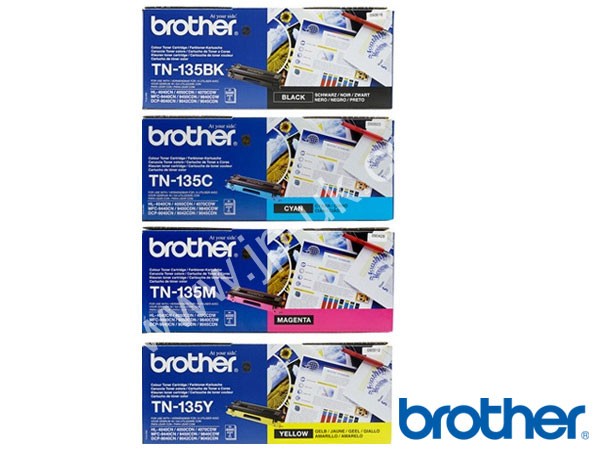 Genuine Brother TN-135 C/M/Y/K Hi-Cap Toner Cartridge Bundle to fit Toner Cartridges Colour Laser Printer