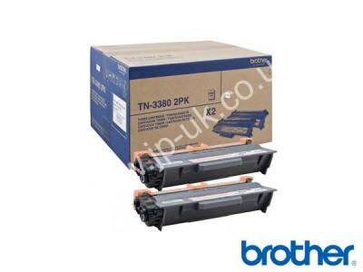 Genuine Brother TN-3380TWIN / TN3380TWIN Twin Pack of Hi-Cap Black Toner to fit Brother Mono Laser Printer