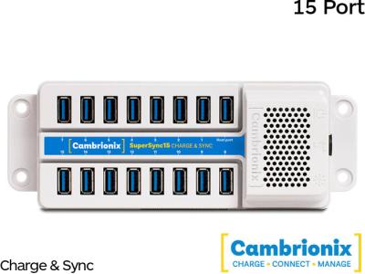 Cambrionix SuperSync15 USB 3.2 Charge & Sync Station - 15 Port - 2.1Amp