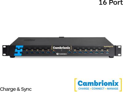 Cambrionix ThunderSync3-16 Thunderbolt™ 3, USB 3.2 Charge & Sync Rackmount - 16 Port - 2.4Amp