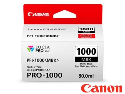 Genuine Canon PFI-1000MBK / 0545C001AA Matte Black Lucia Ink to fit Canon Inkjet Printer