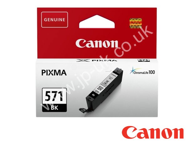 Genuine Canon CLI-571 BK / 0385C001 Black Ink to fit Pixma Inkjet Printer