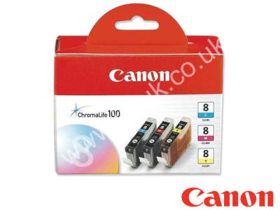 Genuine Canon CLI-8 CMY / 0621B026  Ink Multipack to fit Canon Inkjet Printer 