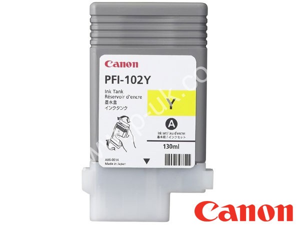 Genuine Canon PFI-102Y / 0898B001AA  Yellow Ink to fit ImagePROGRAF iPF720 Inkjet Printer