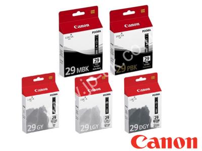 Genuine Canon PGI-29 MBK PBK DGY GY LGY / 4868B005 Ink Multipack to fit Canon Inkjet Printer 