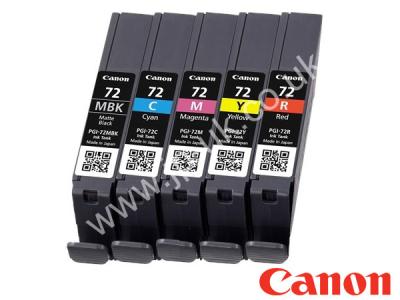 Genuine Canon PGI-72MBK/C/M/Y/R / 6402B009 Ink Cartridge Value Pack to fit Canon Inkjet Printer