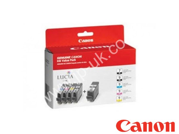 Genuine Canon PGI-9 MBK PC PM R G / 1033B011 / 1033B013 Lucia Ink Bundle to fit Ink Cartridges Inkjet Printer 
