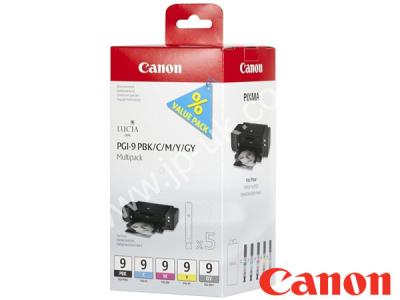 Genuine Canon PGI-9 PK C M Y GY / 1034B011 / 1034B013 Lucia Ink Bundle to fit Canon Inkjet Printer 