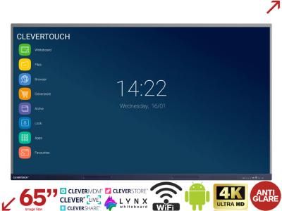 CleverTouch 65” IMPACT MAX 4K Android Interactive Display with Quick Launch Menu 