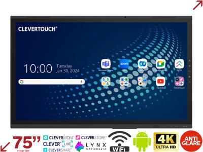 CleverTouch 75” UX PRO EDGE Enterprise Device Licensing Agreement (EDLA) Certified Interactive Display with FlatFrog InGlass™