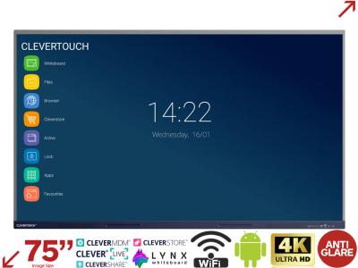 CleverTouch 75” IMPACT MAX 4K Android Interactive Display with Quick Launch Menu 