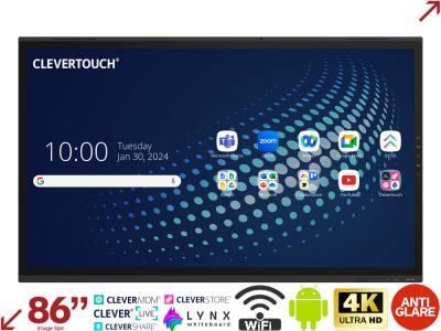 CleverTouch 86” UX PRO EDGE Enterprise Device Licensing Agreement (EDLA) Certified Interactive Display with FlatFrog InGlass™