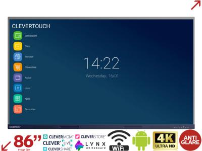 CleverTouch 86” IMPACT MAX 4K Android Interactive Display with Quick Launch Menu 