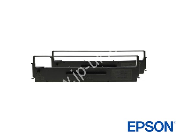 Genuine Epson S015647 / 5647 Twin Pack Black Fabric Ribbon to fit Inkjet Epson Inkjet Fax / Printer