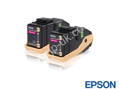 Genuine Epson S050607 / 0607 Magenta Toner Cartridge Twin-Pack to fit Epson Printer