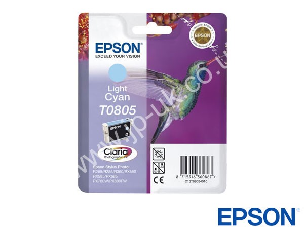 Genuine Epson T08054010 / T0805 Light Cyan Ink to fit Inkjet PX730WD Printer 
