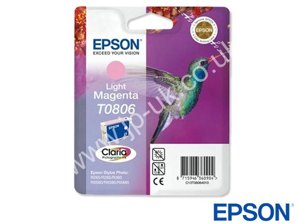 Genuine Epson T08064010 / T0806 Light Magenta Ink to fit Inkjet R265 Printer 