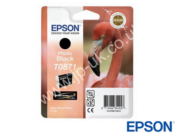 Genuine Epson T08714010 / T0871 Photo Black Ink to fit Stylus Photo Stylus Photo Printer 