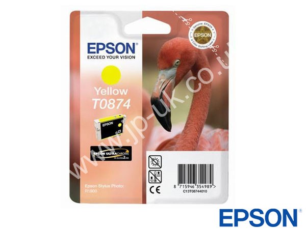 Genuine Epson T08744010 / T0874 Yellow Ink to fit Stylus Photo R1900 Printer 