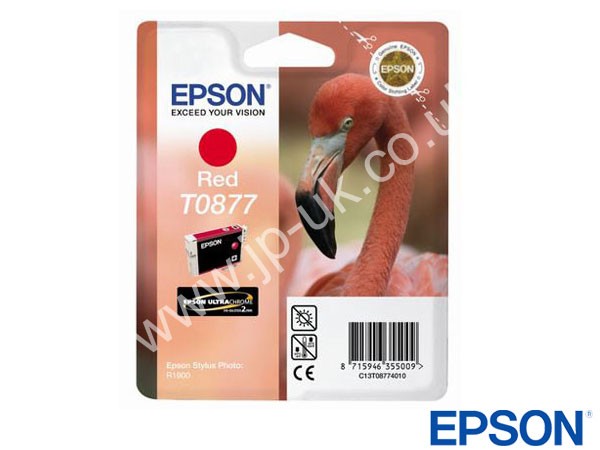 Genuine Epson T08774010 / T0877 Red Ink to fit Stylus Photo R1900 Printer 