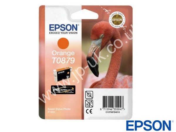 Genuine Epson T08794010 / T0879 Orange Ink to fit Stylus Photo Ink Cartridges Printer 