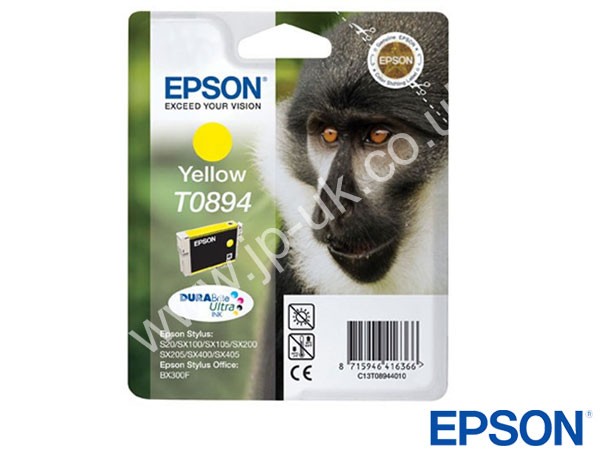 Genuine Epson T08944010 / T0894 Yellow Dura Brite to fit Inkjet SX218 Printer 