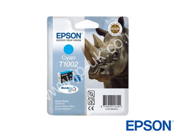 Genuine Epson T10024010 / T1002 Cyan Dura Brite to fit Inkjet B1100 Printer 