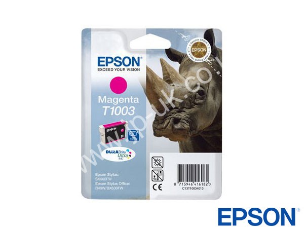Genuine Epson T10034010 / T1003 Magenta Dura Brite to fit Inkjet Ink Cartridges Printer 