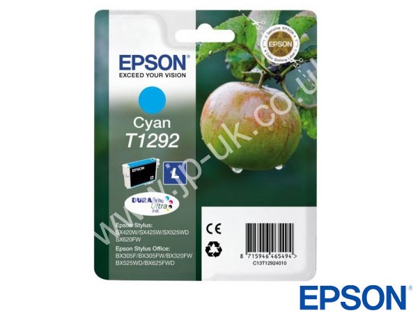 Genuine Epson T12924010 / T1292 Hi-Cap Cyan Ink to fit Inkjet Workforce Printer 