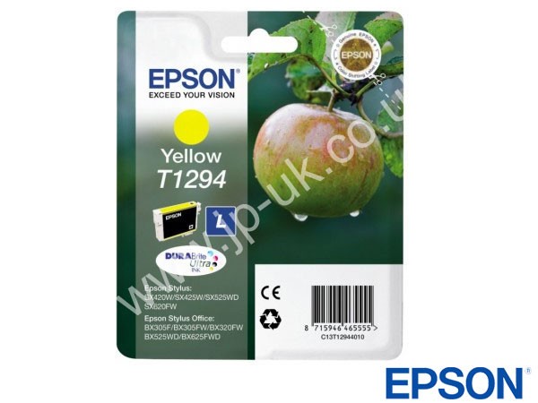 Genuine Epson T12944010 / T1294 Hi-Cap Yellow Ink to fit Inkjet BX535WD Printer 