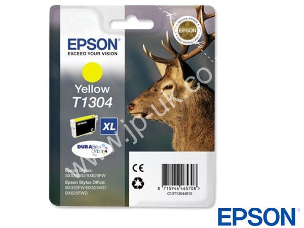 Genuine Epson T13044010 / T1304 Extra Hi-Cap Yellow Ink to fit Inkjet BX935FWD Printer 