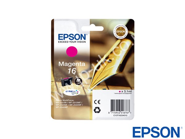 Genuine Epson T16234010 / T1623 Magenta Ink to fit WorkForce Ink Cartridges Printer 