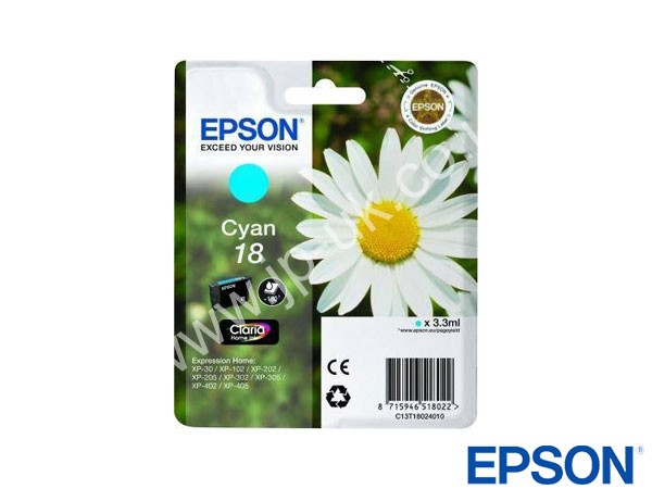 Genuine Epson T18024010 / T1802 Cyan Ink to fit Inkjet Epson Printer 