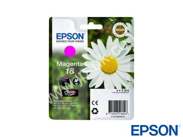 Genuine Epson T18034010 / T1803 Magenta Ink to fit Inkjet Expression Home Printer 