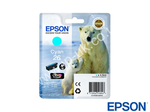 Genuine Epson T26124010 / T2612 Cyan Ink to fit Expression Premium XP-600 Printer 