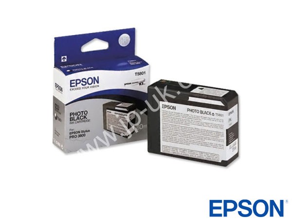 Genuine Epson T580100 / T5801 Photo Black Ink to fit Stylus Pro 3880 Printer 