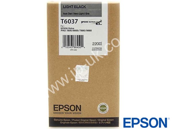 Genuine Epson T603700 / T6037 Hi-Cap Light Black Ink to fit Stylus Pro 9800 Printer 