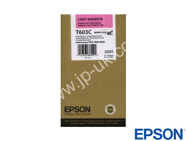 Genuine Epson T603C00 / T603C Hi-Cap Light Magenta Ink to fit Stylus Pro 7800 Printer 