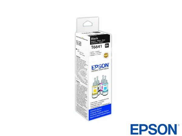 Genuine Epson T664140 / T6641 Black ink bottle to fit EcoTank EcoColor Printer 