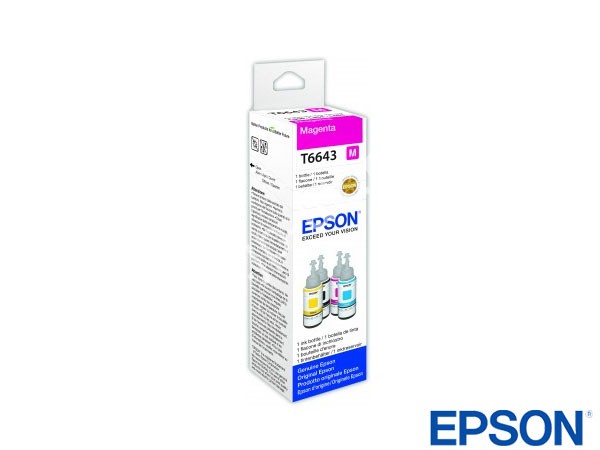 Genuine Epson T664340 / T6643 Magenta ink bottle to fit EcoTank Ink Cartridges Printer 