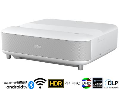 Epson EH-LS650W White Projector - 3600 Lumens, 16:9 Full HD 1080p, 0.25-0.62:1 Throw Ratio - 4K PRO-UHD Laser Lamp-Free Ultra Short Throw with Android TV and sound by YAMAHA
