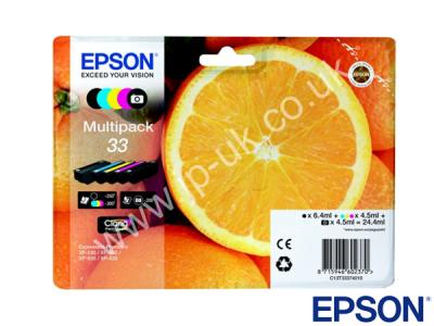 Genuine Epson C13T33374010 / 33 BK/Y/C/M/PBK Multi Pack Ink to fit Inkjet Epson Printer 