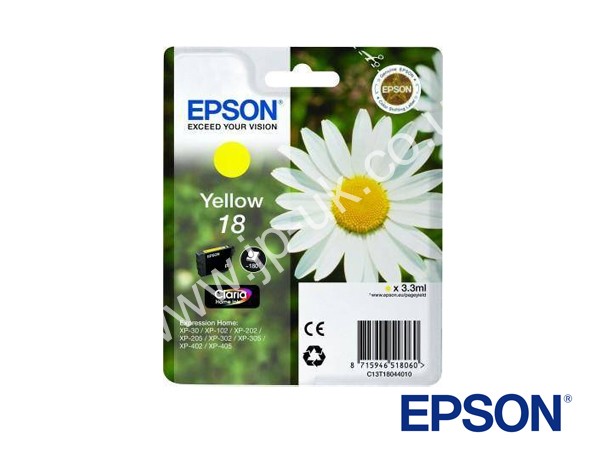 Genuine Epson T18044010 / T1804 Yellow Ink to fit Inkjet Expression Home Printer 