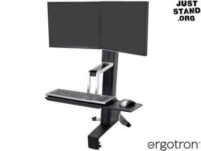Ergotron 33-341-200 WorkFit-S Dual Height-Adjustable Workstation - Black